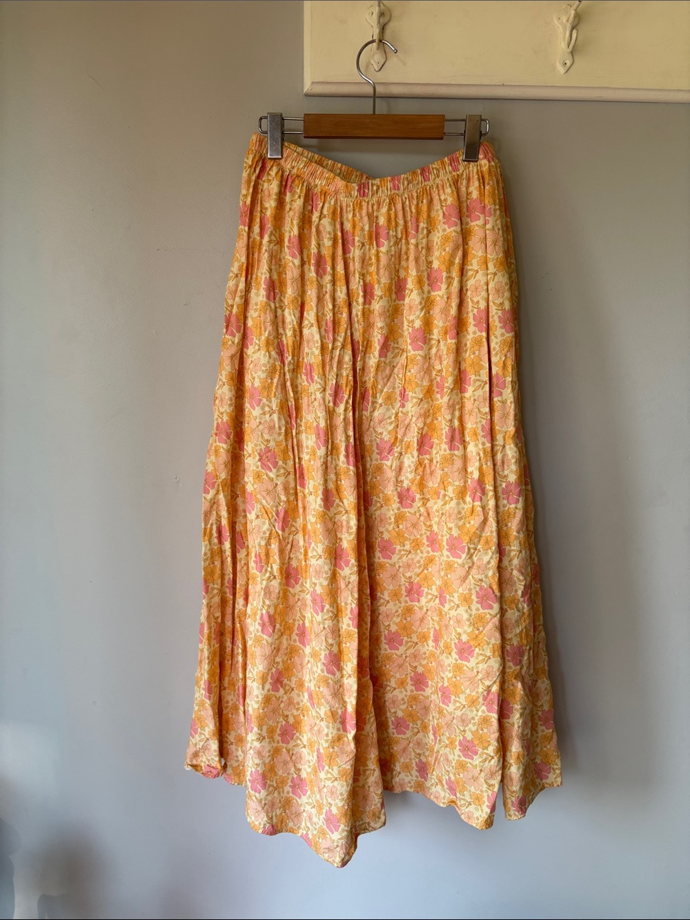 Jackson Rowe Floral Midi/Maxi Skirt Yellow Pink Boho Cottagecore M - Picture 6 of 7